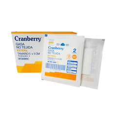 Gasa No Tejida Estéril 5x5cm — Caja 50 sobres x 2 unidades | Cranberry