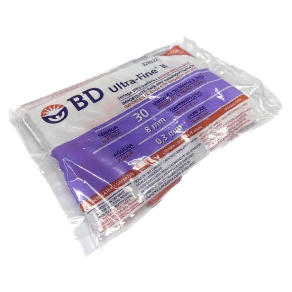 Jeringa para Insulina BD Ultra-Fine II 30UI — 30G x 8mm | Pack 10 Unidades