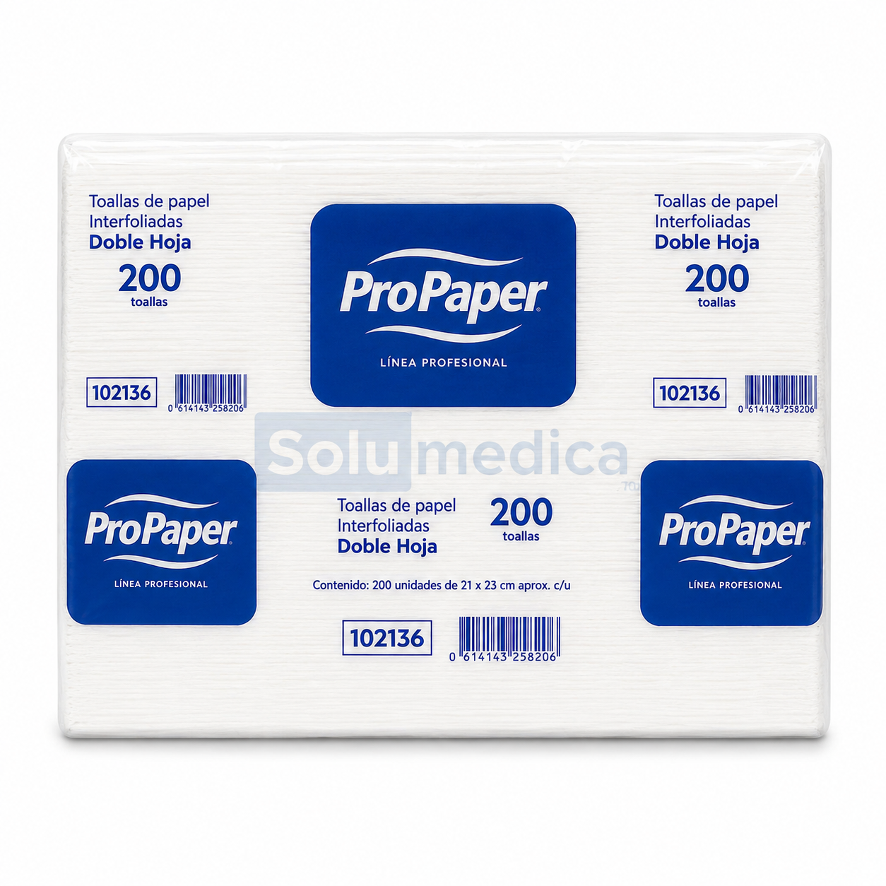 Toalla Interfoliada Doble Hoja Pro Paper 200 Hojas Blanca | Paquete Individual