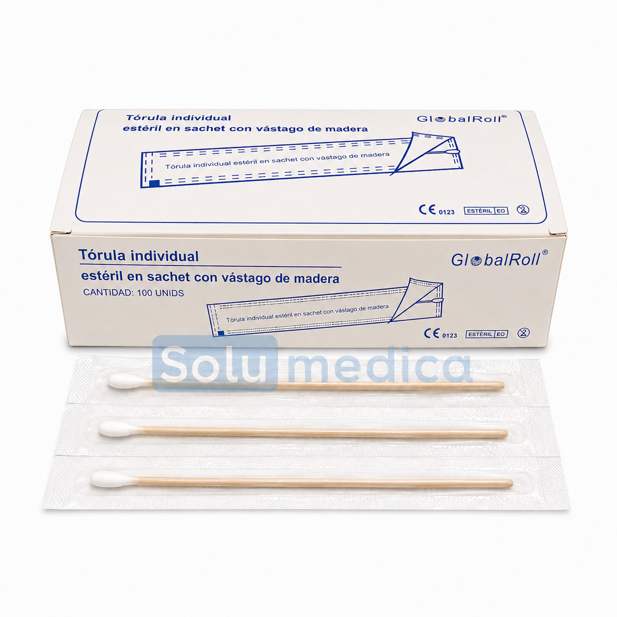 Tórula Estéril Individual con Vástago de Madera - Sachet 100 Unidades