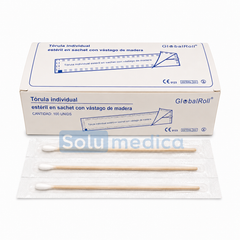 Tórula Estéril Individual con Vástago de Madera - Sachet 100 Unidades