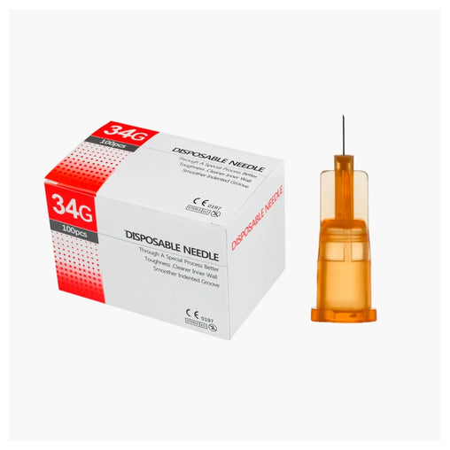 Agujas Hipodérmicas 34G x 4mm — Pack 100 Unidades | Mesoterapia